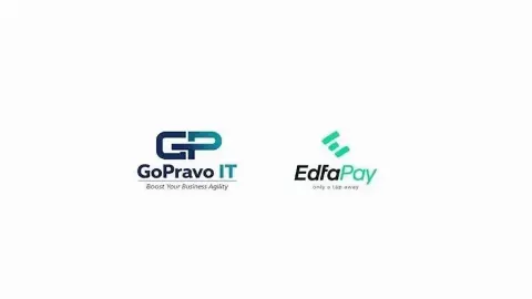 شعار مشروع SDPay للمدفوعات الرقمية بين السعودية والسودان، على خلفية تجمع هاتفًا ذكيًا وبطاقة دفع إلكتروني ورموزًا ماليةً رقمية.