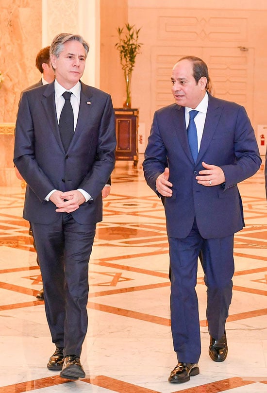 ‪الرئيس عبد الفتاح السيسي و انتونى بلينكن وزير خارجية الولايات المتحدة الأمريك